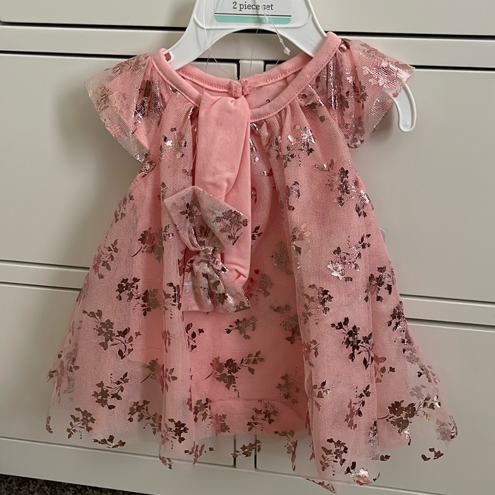 BEAUTIFUL PINK DRESS WITH HEADBAND FOR BABY GIRL